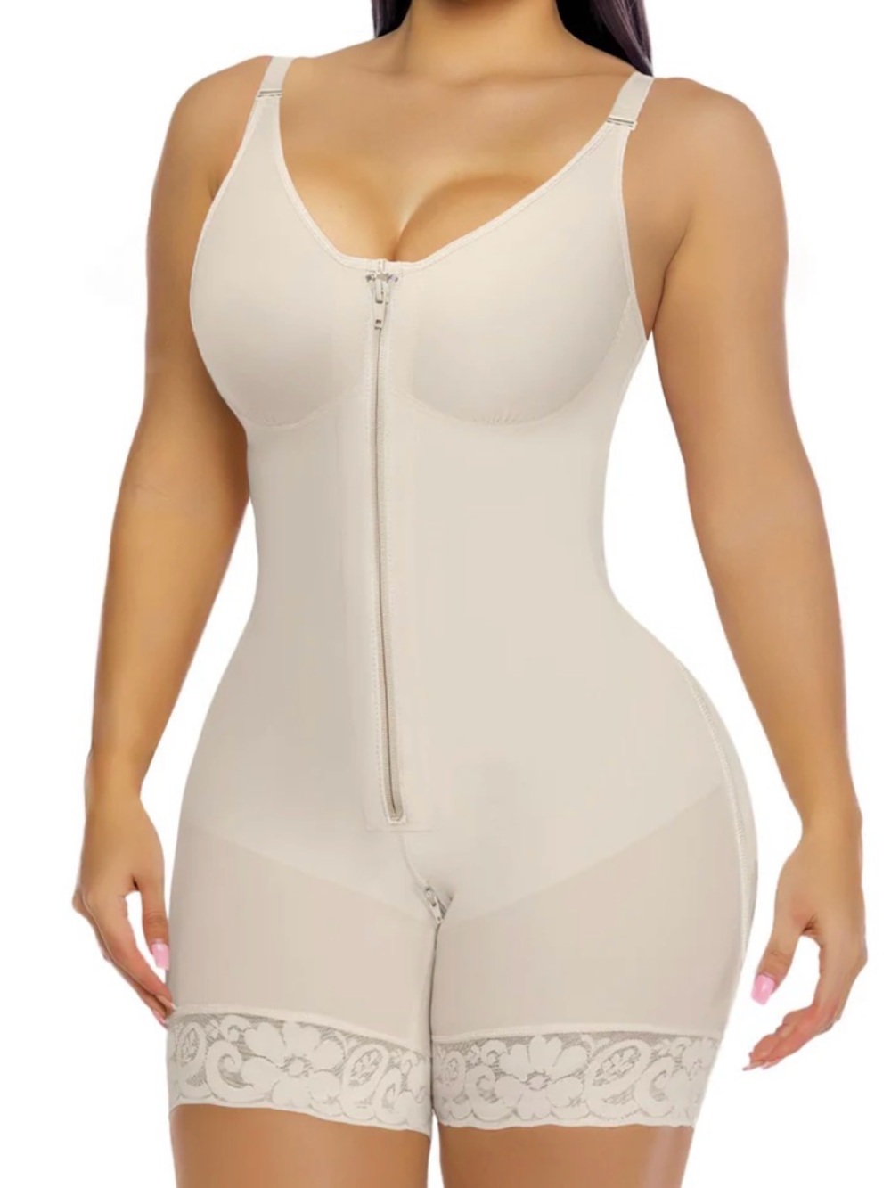 NWT Yianna Front Zip Full Bust Mid-Thigh Faja Bodysuit - Picture 2 of 5